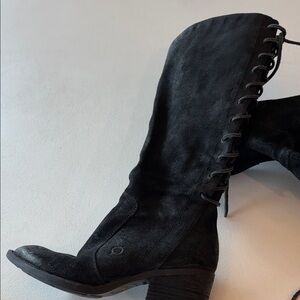 Born Black Lace-Up Suede Boots